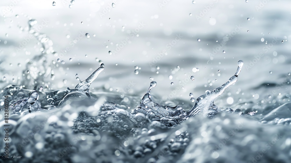 Leinwandbilder blurred desaturated transparent clear calm water surface texture with splashes and bubbles trendy ab