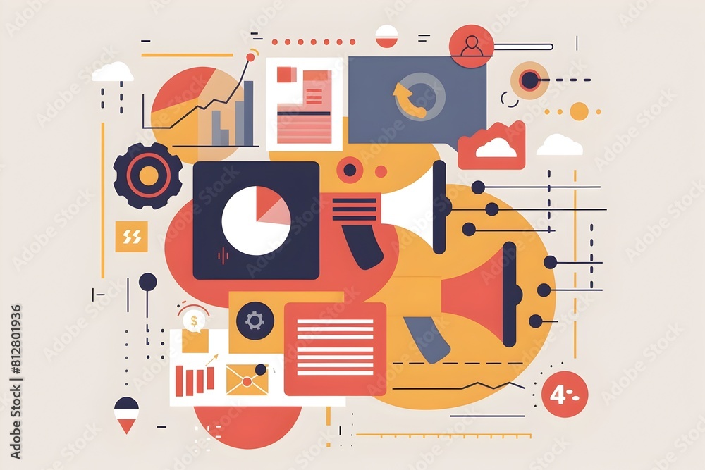 Poster minimalist flat design for marketing and business analytics concepts