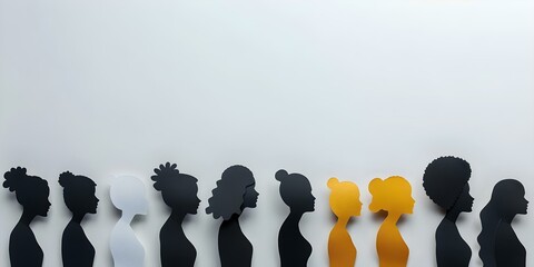 Diverse Women Represented Through Paper Cutouts: A Celebration of International Women's Day. Concept International Women's Day, Diverse Women, Paper Cutouts, Celebration, Representation