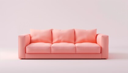 3D render of a colorful sofa in Coral Orange, Peach, Blush Pink, Ivory, and Pure White colors on a white background.