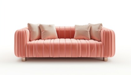 Obraz premium Vibrant 3D sofa in pastel colors on white background, perfect for architectural visualization, minimalist design, and realistic appearance.