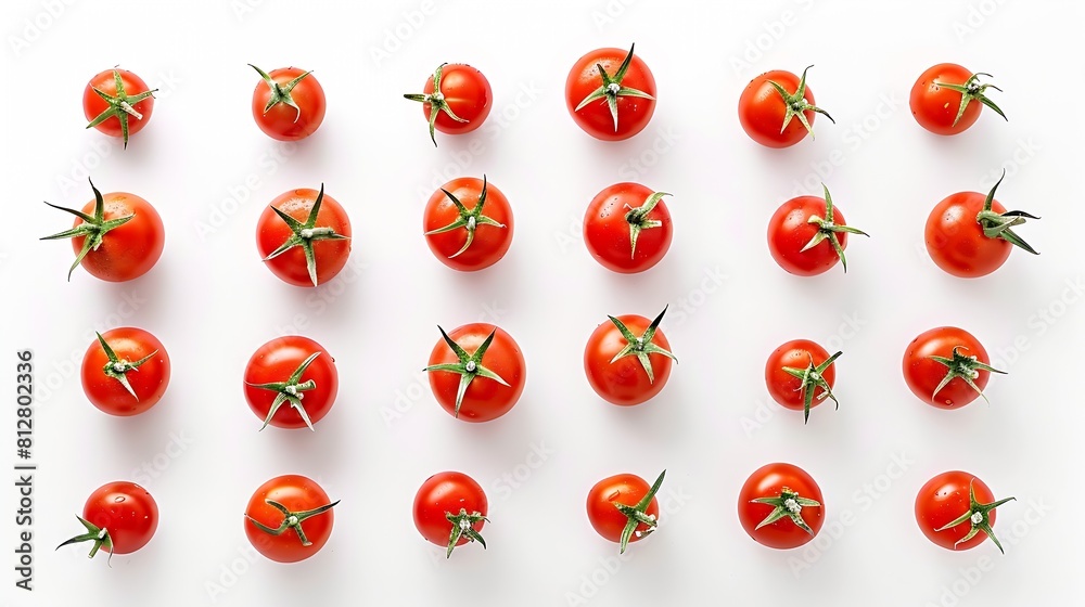 Poster creative layout made of tomato on the white background flat lay food concept tomato on the white bac
