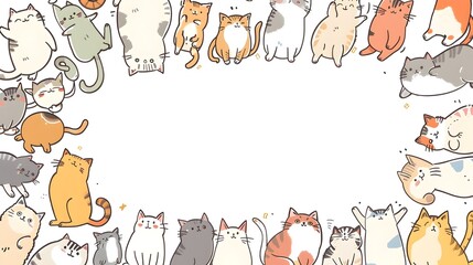 Cute Cartoon Cats and Kittens in Collage Pattern for Graphic Design