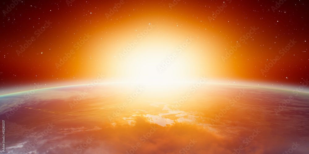 Poster planet earth with a spectacular sunset 
