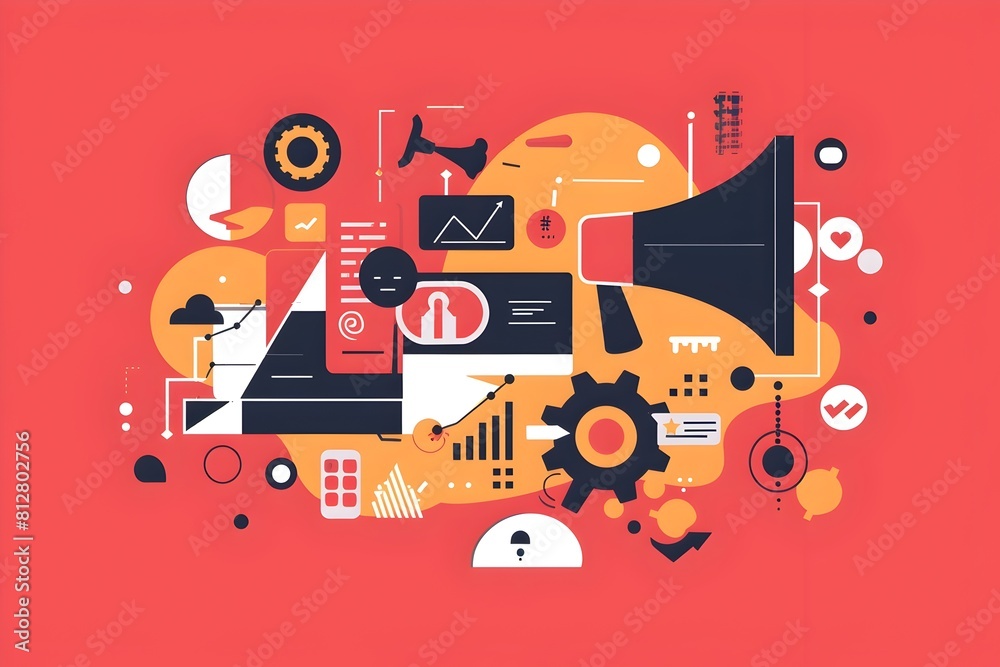 Poster minimal trendy design elements for marketing and business analytics