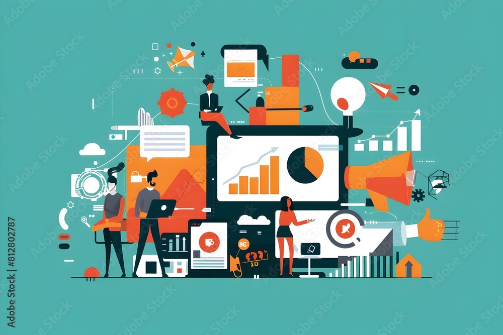 Aufkleber minimalist of marketing analytics and business data visualization