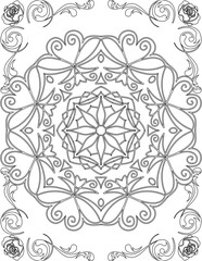 Printable Mandala Coloring Page for Adults. Educational Resources for School for Kids. Adults Coloring Book. Mandala Coloring Activity Worksheet.