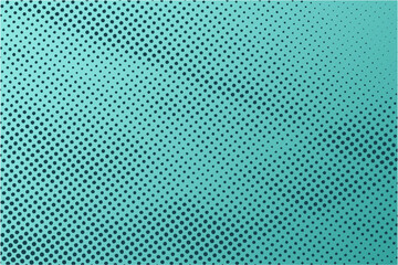 Dotted halftone pattern on turquoise background. Abstract tosca retro pop art texture for presentation, wallpaper, flyer, banner, poster, banner, brochure and more.