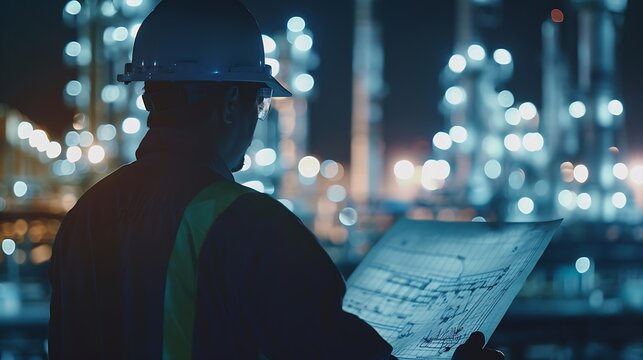 Engineer is designing oil refinery layout : Generative AI