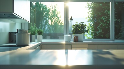 Fototapeta premium A modern kitchen design features sleek cabinetry and a clean layout the space is welllit showcasing a blend of functionality and style in a home setting : Generative AI