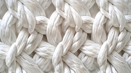White braided background, 3D rendering of white rope texture. White braid pattern with a wide frame.
