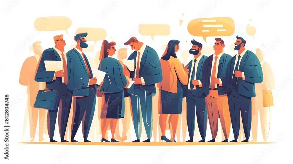 Poster diverse group of professional businesspeople discussing strategy and collaborating in office setting