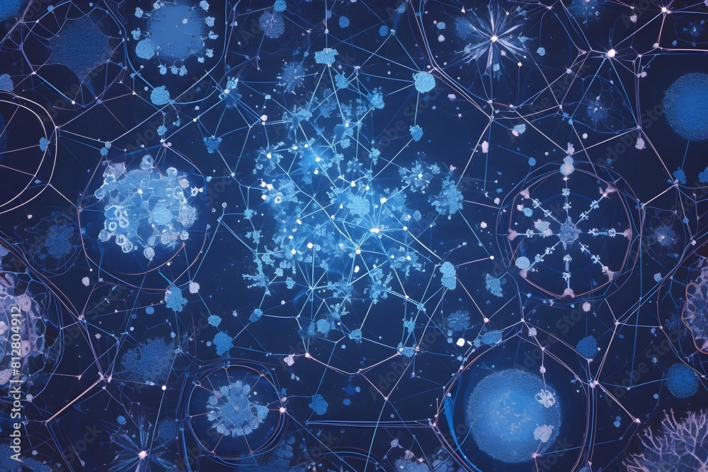 Aufkleber intricate neural network revealed through electron microscopy of the brain cells with stunning blue 