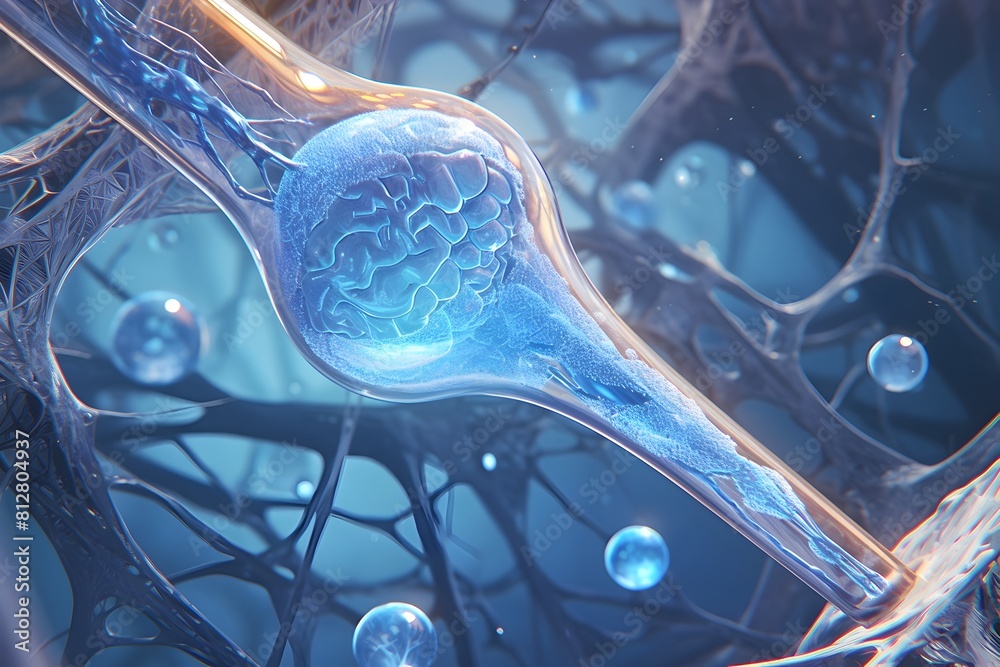 Poster intricate connections visualizing the neural network of the cerebral cortex through electron microsc