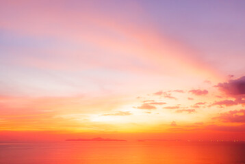 Gradient Overlay Orange Sky Evening Sunset Sunrise Pastel Soft Effect Sea Ocean Coast Background...