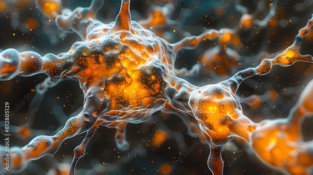 Aufkleber electron microscopy revealing the intricate neural network structure of the brain in vibrant details