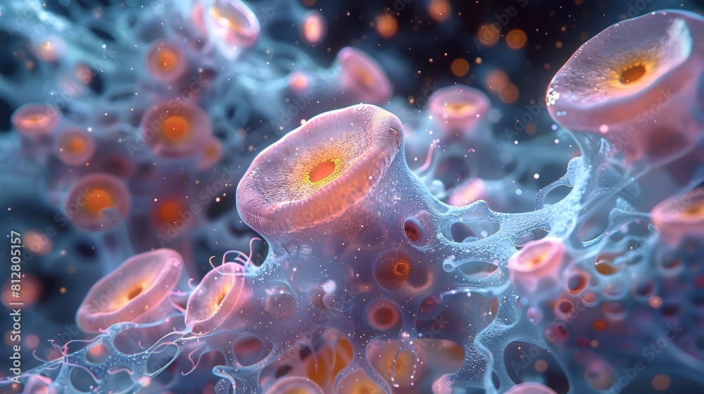 Leinwandbilder captivating microscopic molecular structures in vivid color and detail