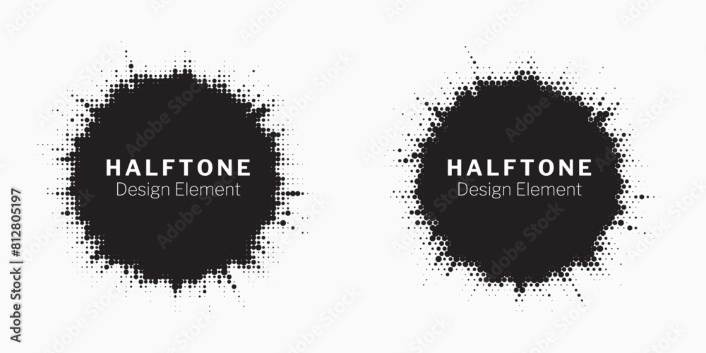 Poster Halftone Background. Glowing light Halftone effect. Abstract grunge Starburst halftone dots background set. Star Flare, Shine light halftone texture. Retro background, pop art style.