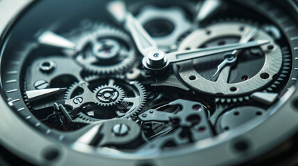 Close-up view of intricate watch mechanism revealing gears and springs