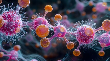 Vibrant Electron Microscopic Visualization of Intricate Molecular Patterns and Textures