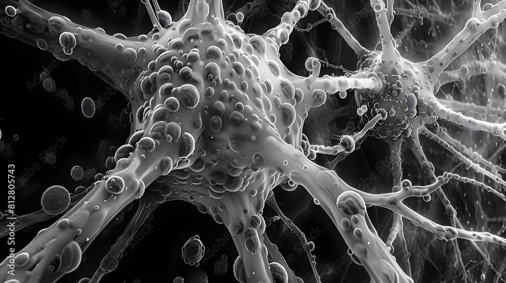 Poster electron microscopic visualization of brain neural network structure and cellular complexity