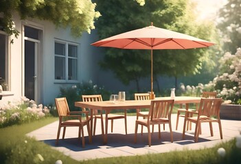 Obraz premium table and chairs in the garden