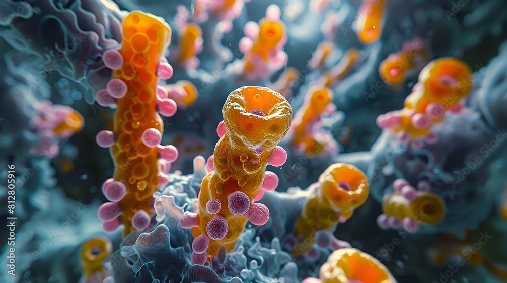 Leinwandbilder Intricate Microscopic Bacterial Structures Revealing Captivating Cellular Patterns and Scientific Insights