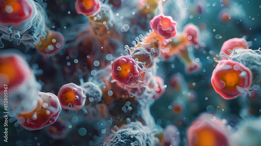 Poster vibrant microscopic tapestry of intricate bacterial structures revealed through advanced electron mi