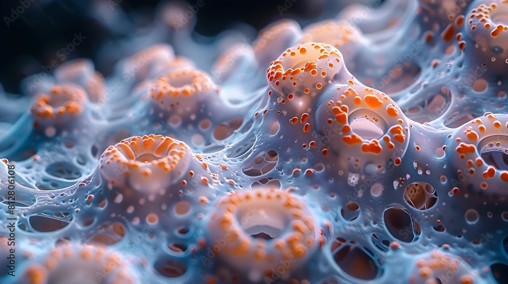 Aufkleber closeup microscopy image of intricate biological structures and disease microorganisms