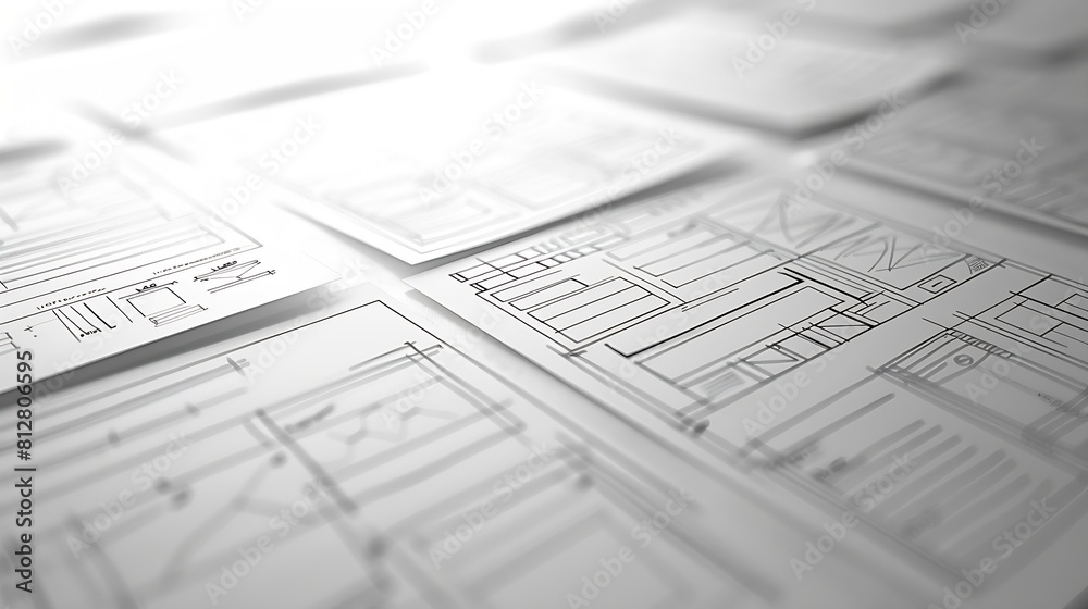 Aufkleber BW Website Design Wireframe Examples Of Web And Mobile Wireframe Sketches Printable : Generative AI