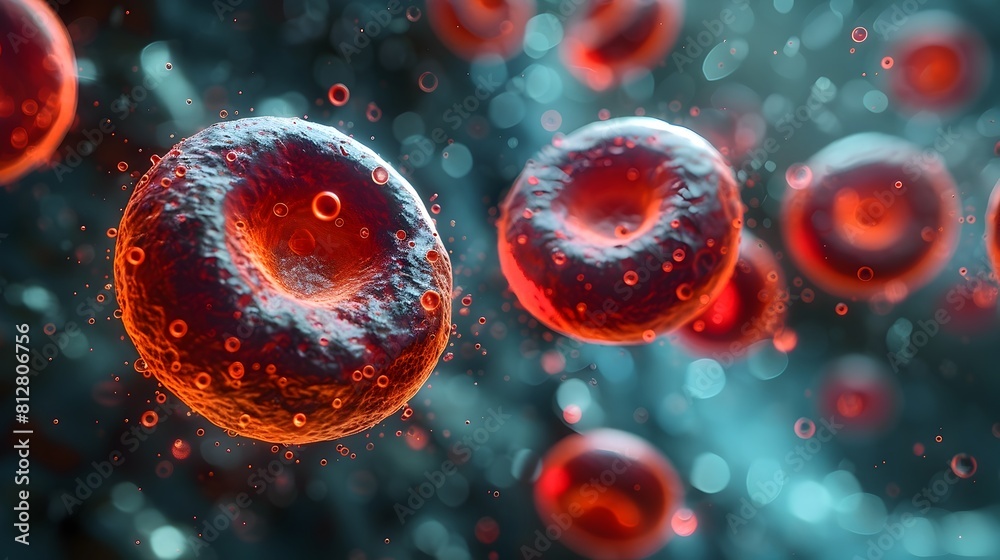 Aufkleber Intricate Microscopic Imagery of Human Blood Cells and DNA Structures Revealing the Complexity of Life at the Cellular Level