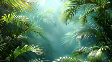 Realistic Palm Leaves and Shrubs on Transparent Background