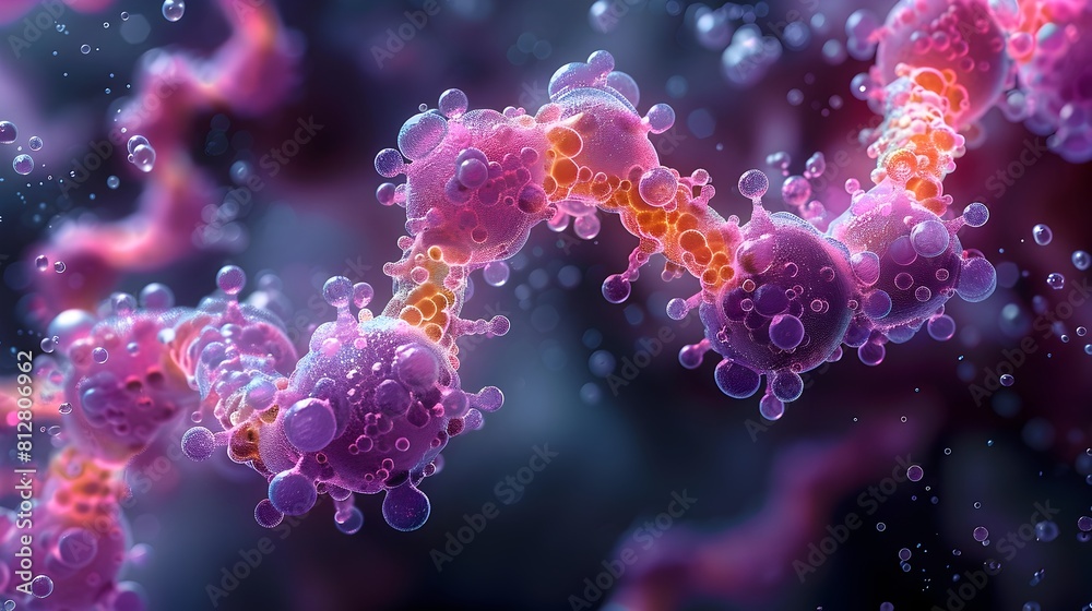 Poster captivating microscopic of cellular dna structure and intricate patterns