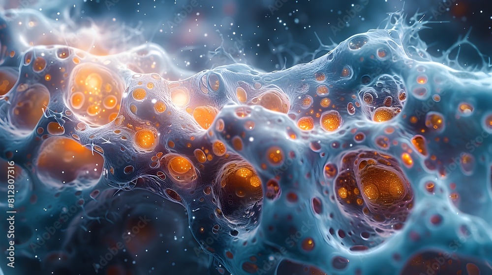 Aufkleber colorful microscopic landscape of intricate cellular structure and organic patterns