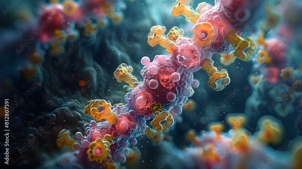 Leinwandbilder intricate microscopic of pathogenic structures showcasing the vibrant and complex realm of the unsee