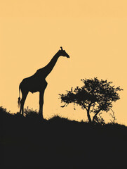 Regal Giraffe Silhouette A Majestic Addition to Your Wildlife Wallpaper Collection