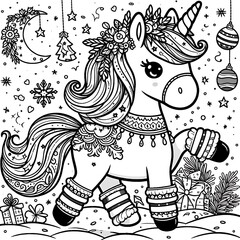 A coloring page of a unicorn image art photo photo has illustrative meaning illustrator.
