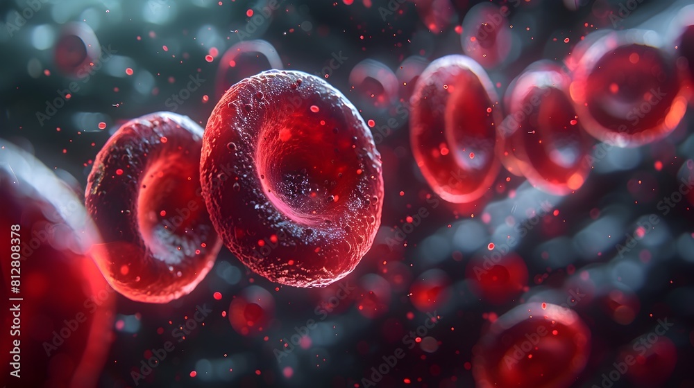 Poster captivating microscopic of the intricate structures within human blood and dna