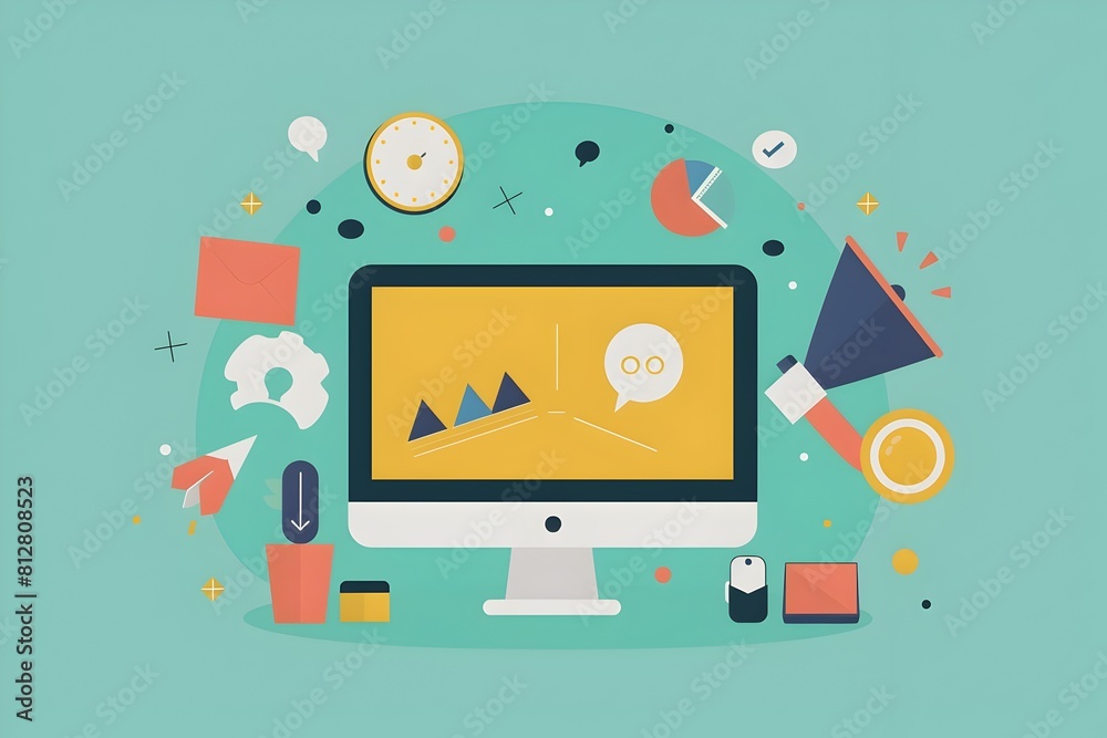 Aufkleber flat design of marketing minimal trendy design graphic for business technology and digital workspace