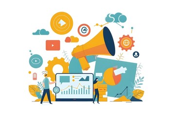 Marketing and Business Analytics Visualization with Flat Design Elements