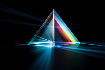 Beam of light refracting through prism side view highlighting precision optics Advanced tone, Monochromatic Color Scheme