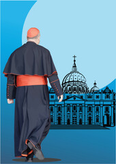 Cardinal catholic. 3d vector illustration.