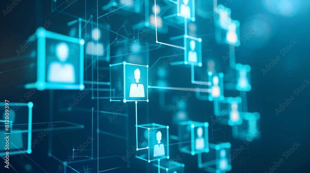 Aufkleber Organization chart with hierarchy structure of teams and employees in company Business process and workflow automation with flowchart Business and technology concept : Generative AI