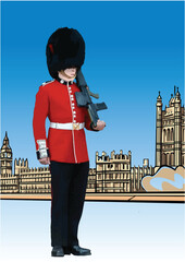 London  guard. Colored 3d vector hand draewn illustration for designers