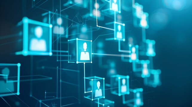 Organization chart with hierarchy structure of teams and employees in company Business process and workflow automation with flowchart Business and technology concept : Generative AI