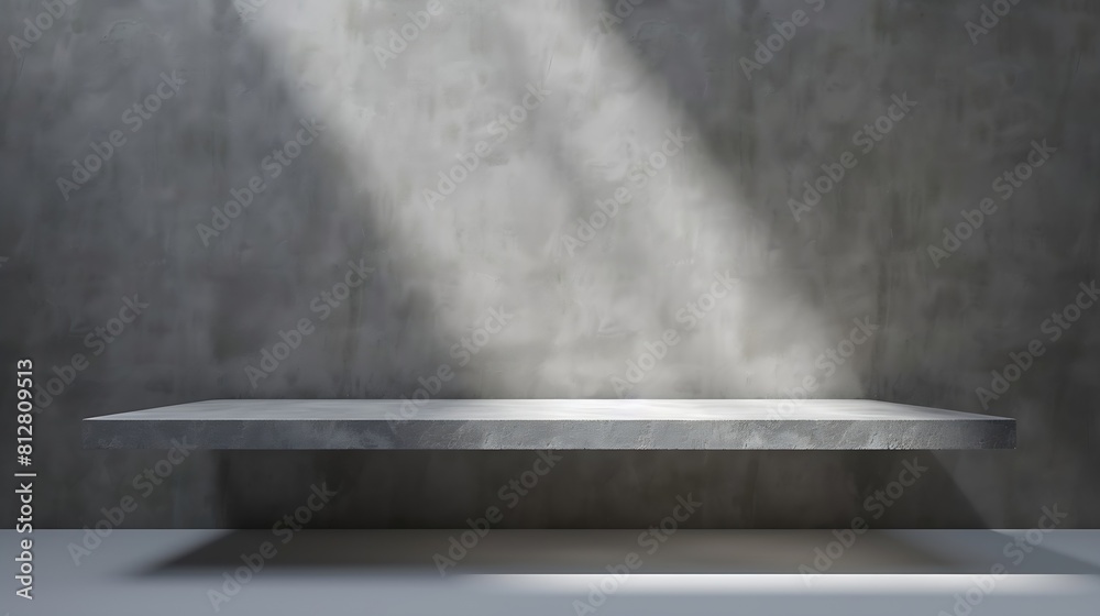 Poster cement shelf table isolated on a grey backgrounds for display products : Generative AI