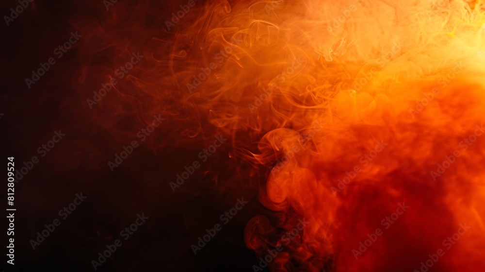 Poster Orange and red steam on a black background Copy space : Generative AI