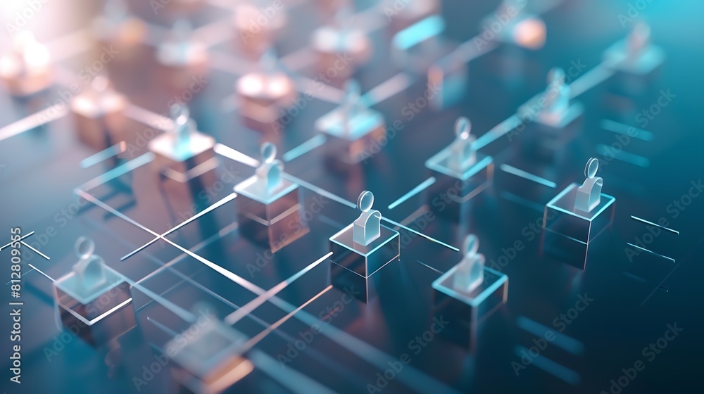 Aufkleber Business process and workflow automation with flowchart Organization chart with hierarchy structure of teams and employees in company Business and technology concept : Generative AI