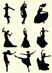 Beautiful woman dance on white. 3d color vector illustration. Hand drawn illustration