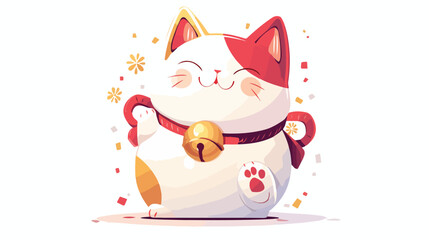 Cat Maneki Neko mascot of good luck and wealth flat